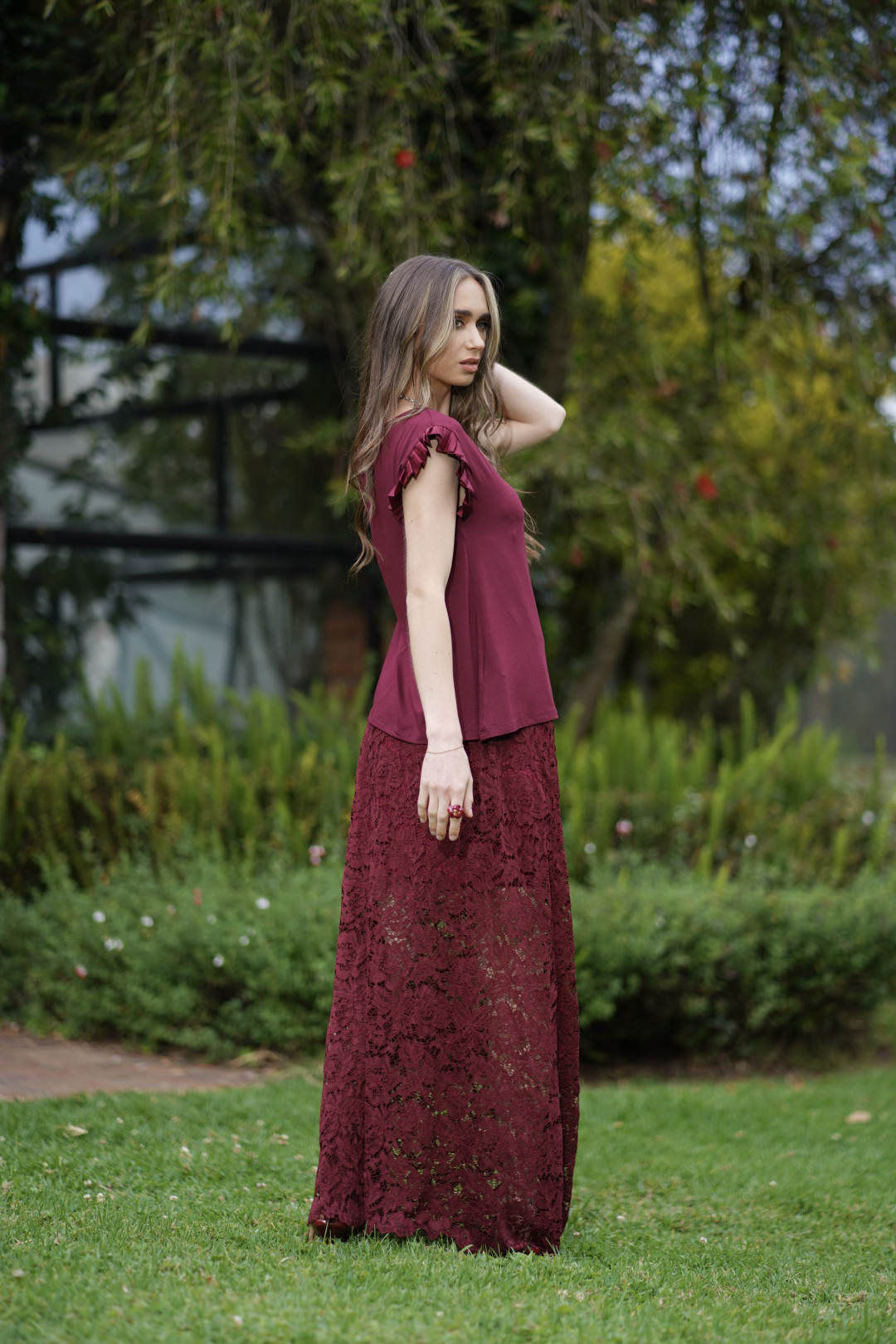 MAXI FALDA SELENA VINO