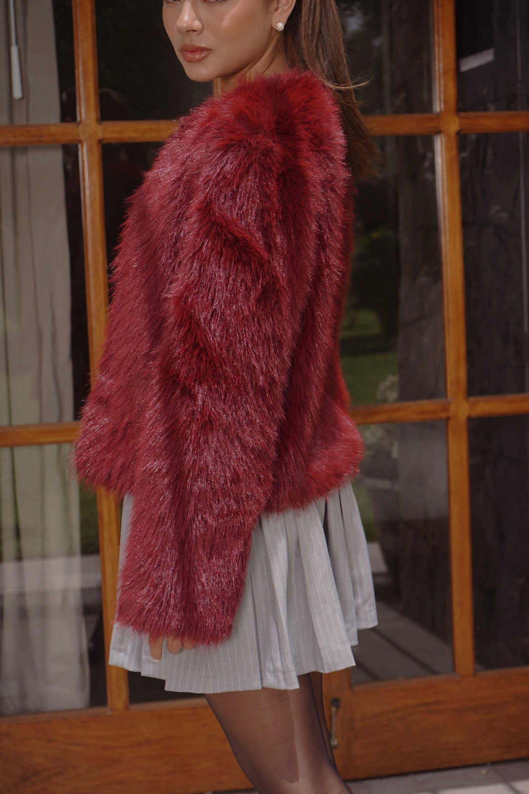 ABRIGO DE PIEL TRINI VINO