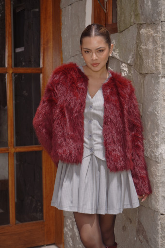 ABRIGO DE PIEL TRINI VINO