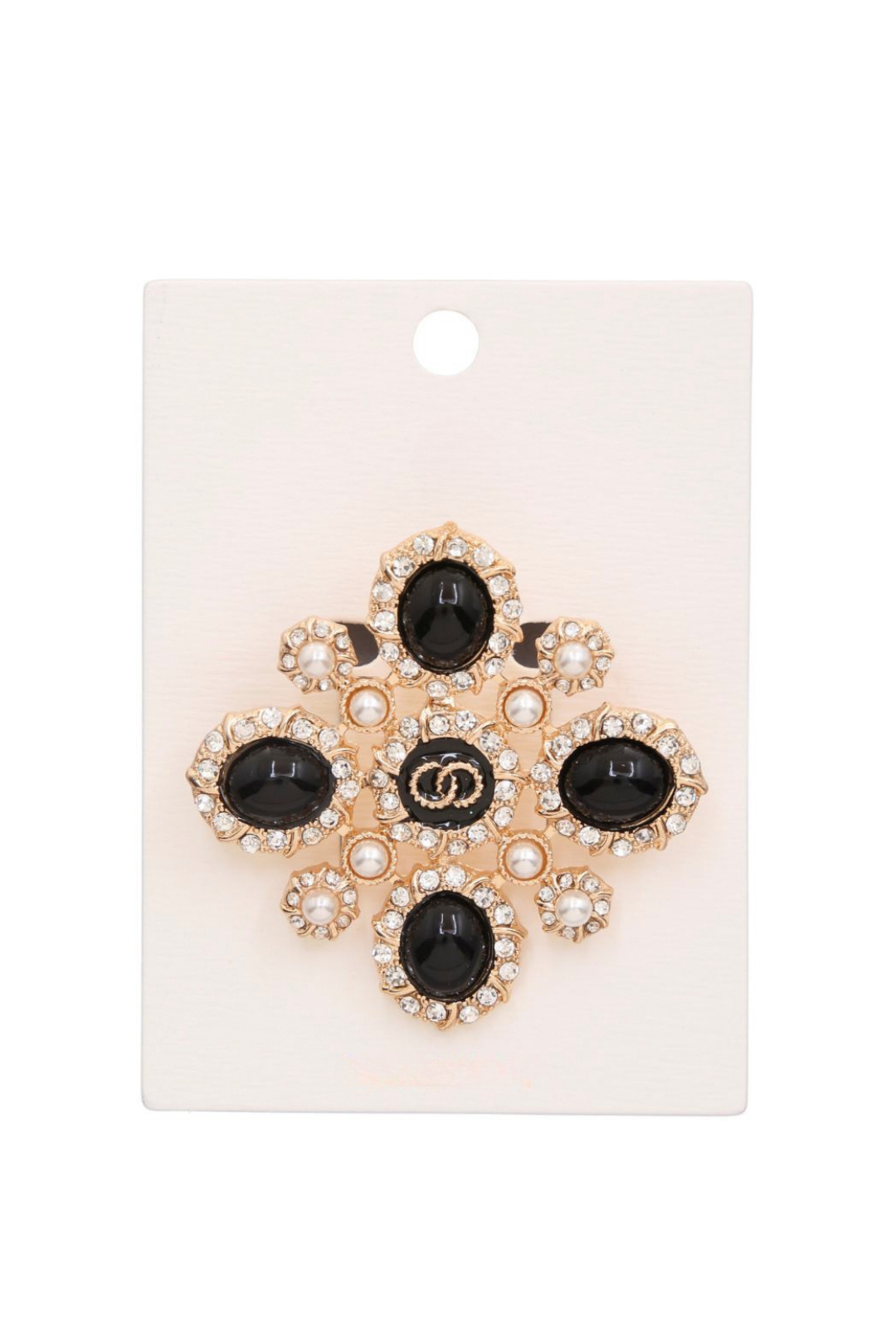 BROCHE PAMELA DORADO/NEGRO