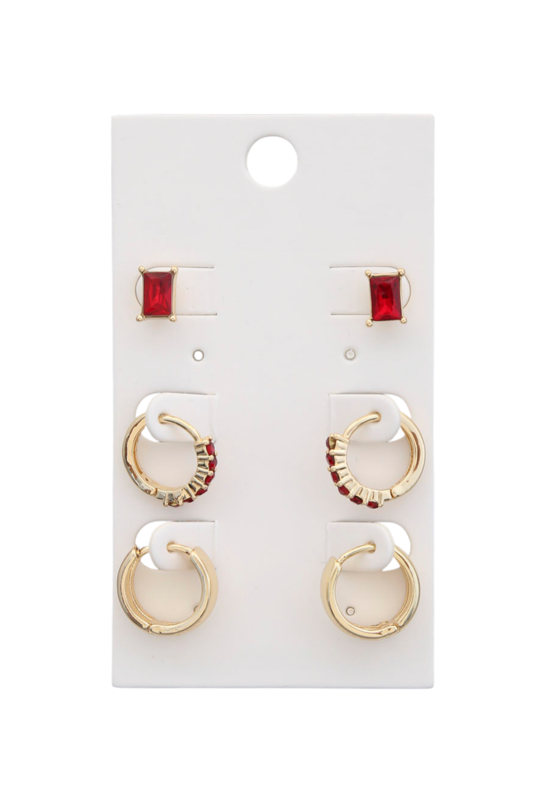 SET DE 3 ARETES DORADOS ROJO