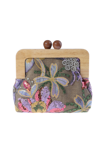 CARTERA CLUTCH BORDADA VIOLETA