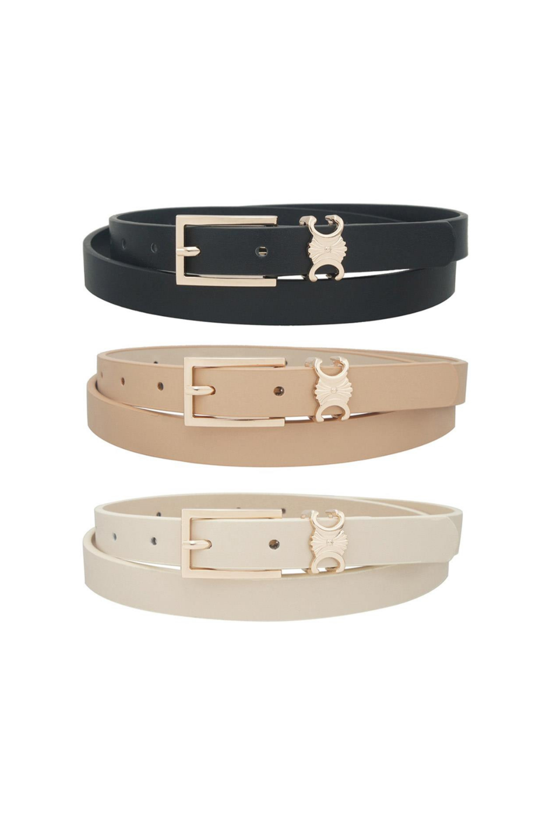 SET DE CINTURON MULTI NEGRO/CAQUI/BEIGE