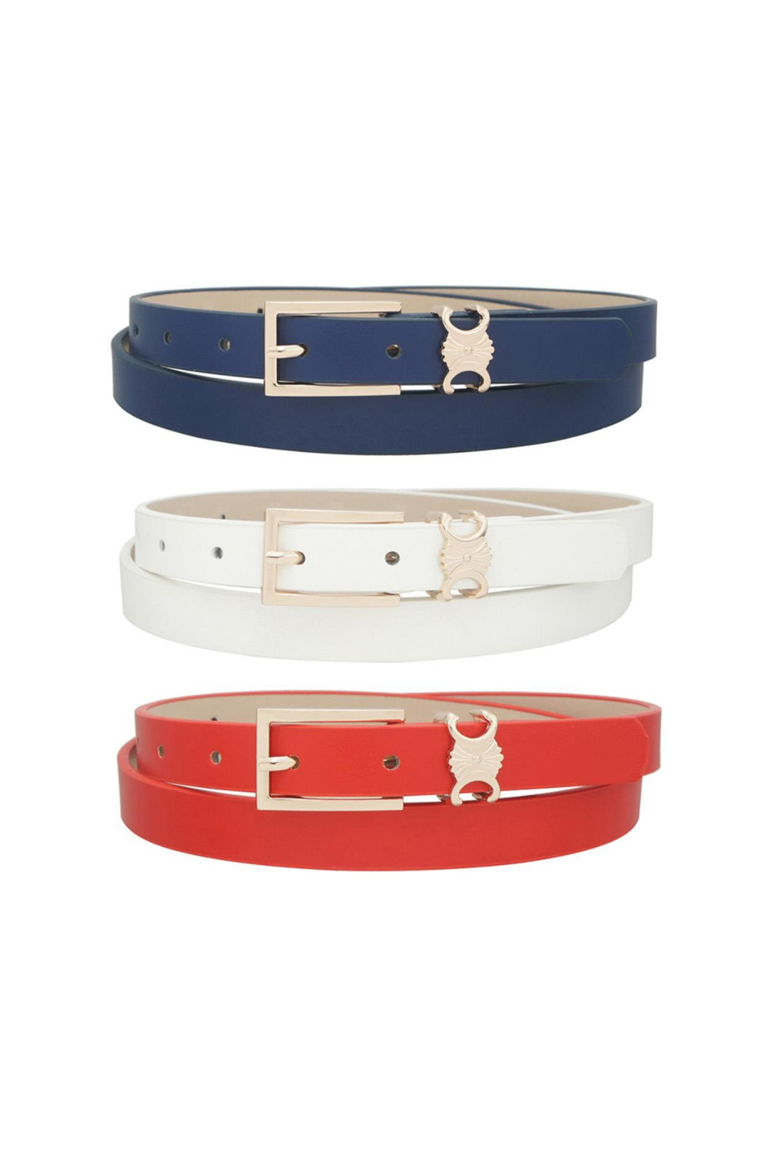 SET DE CINTURON MULTI AZUL/BLANCO/ROJO