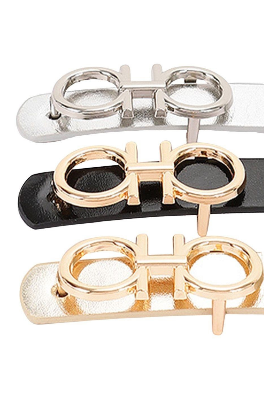 SET DE CINTURON PLATA/DORADO/NEGRO