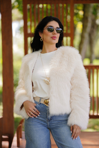 ABRIGO DE PIEL TRINI CREMA