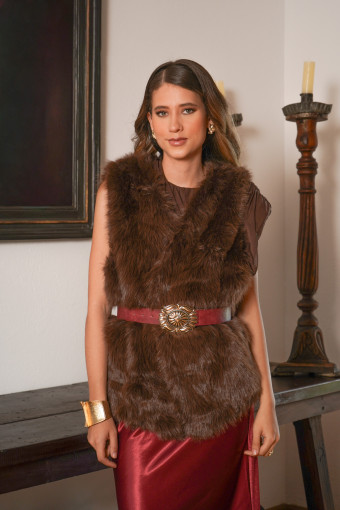 CHALECO VIOLETA CAFE