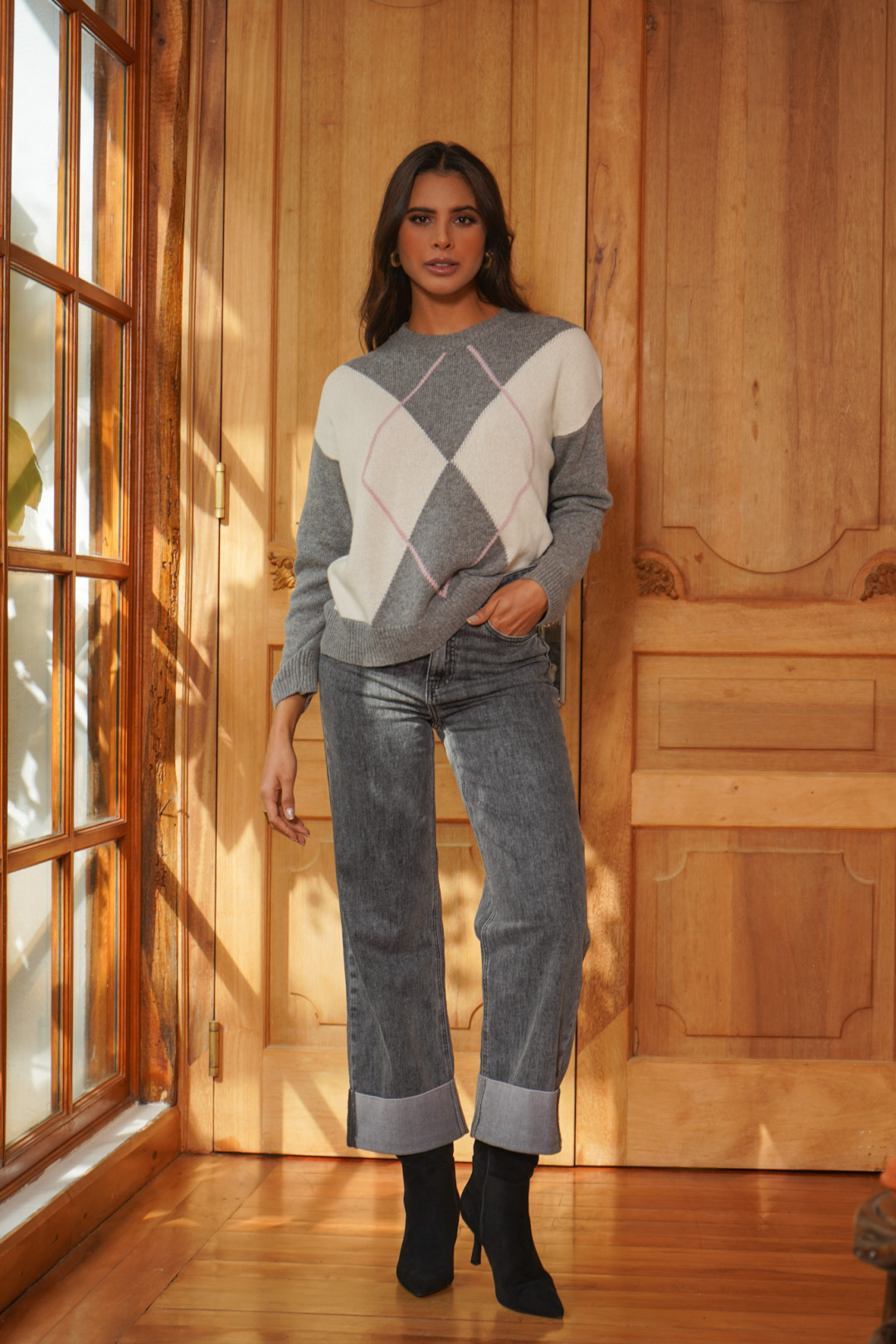 SACO VANESSA GRIS/BLANCO