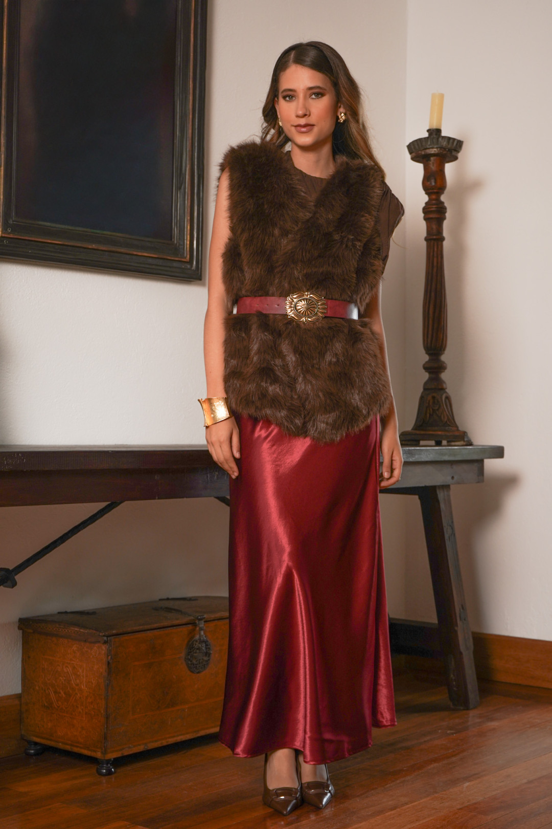 FALDA LUCIA BURGUNDY