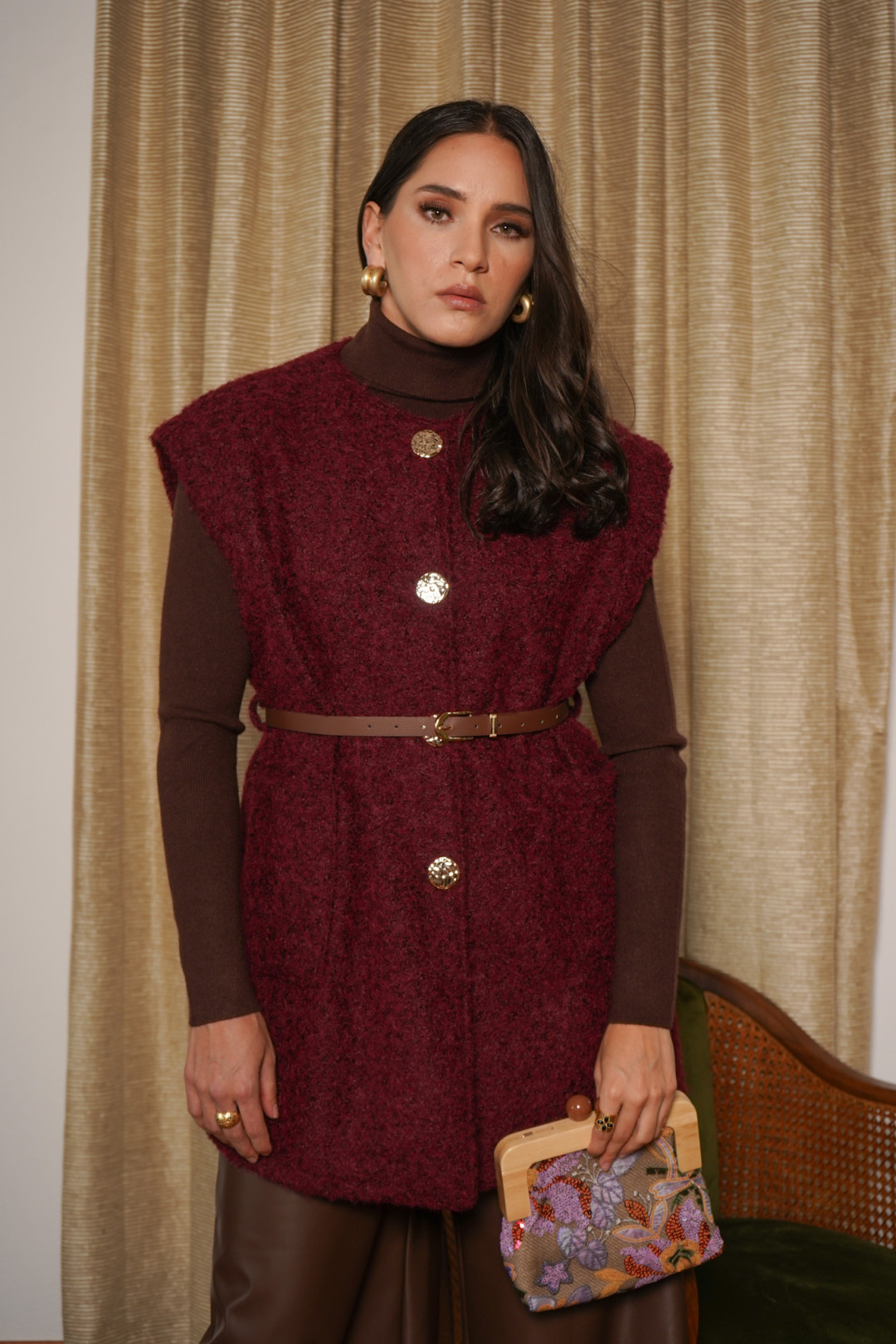 VESTIDO-CHALECO MAGDA BURGUNDY