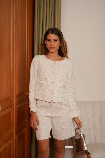CHAQUETA TWEED SARA BLANCO