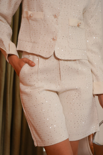 CHAQUETA TWEED SARA BLANCO