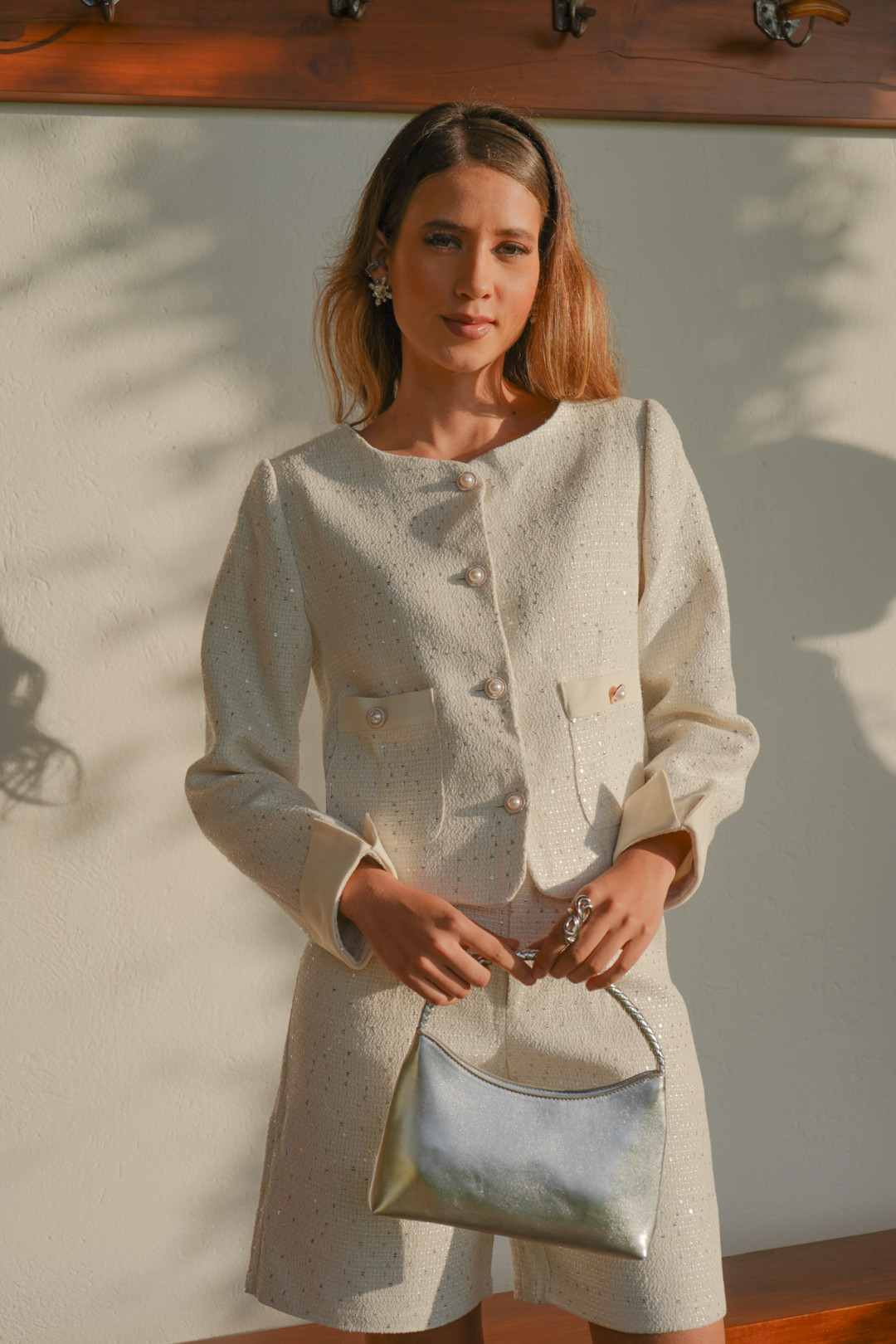 CHAQUETA TWEED SARA BLANCO