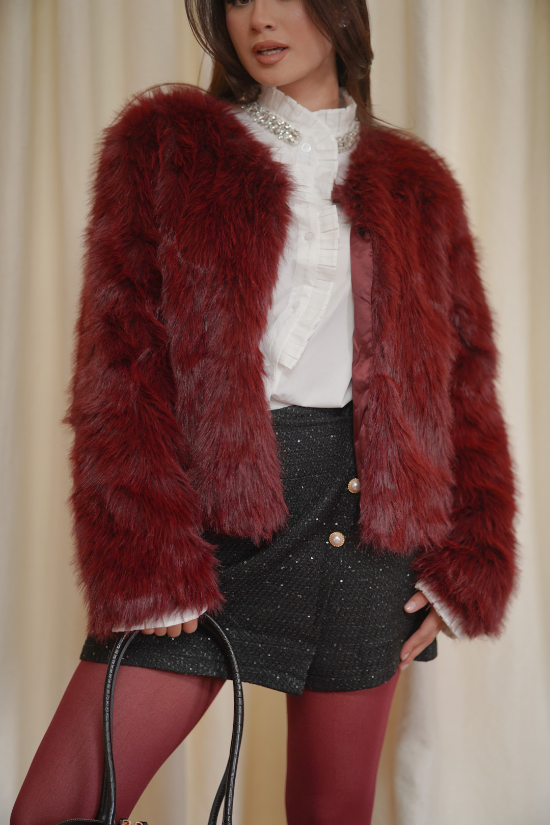 ABRIGO DE PIEL TRINI VINO