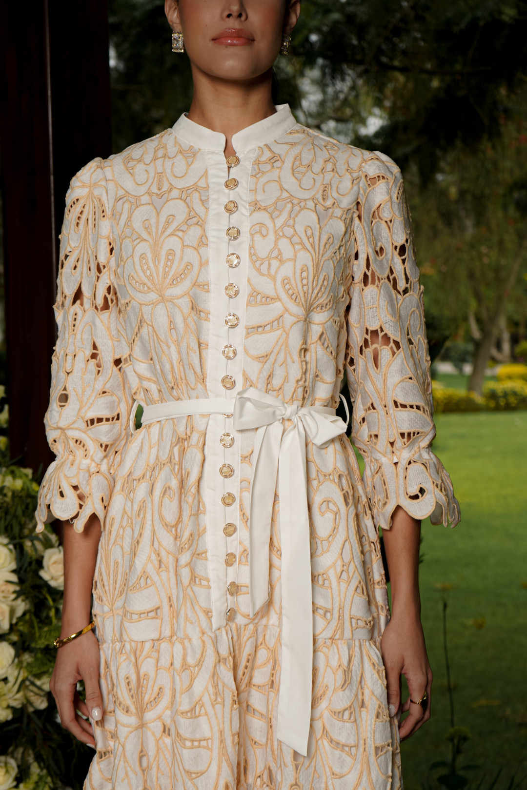 VESTIDO SELENA BLANCO/DORADO