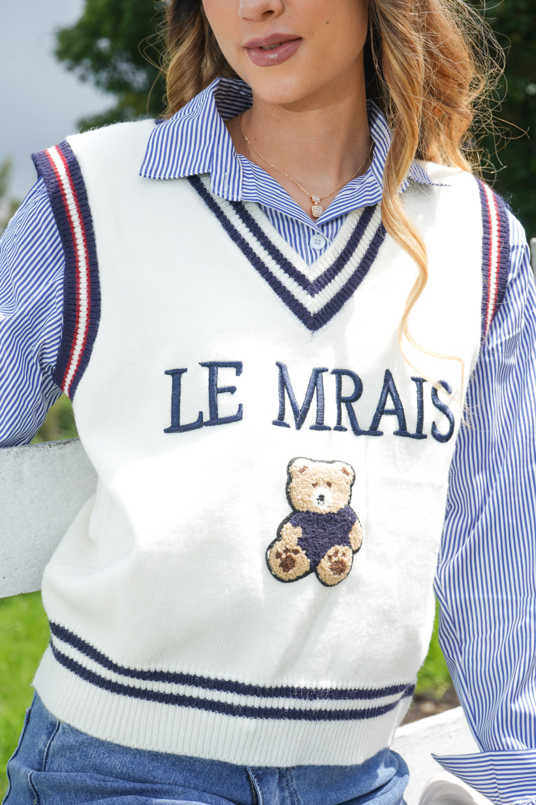 SET CHALECO BLANCO + CAMISA SOFIA