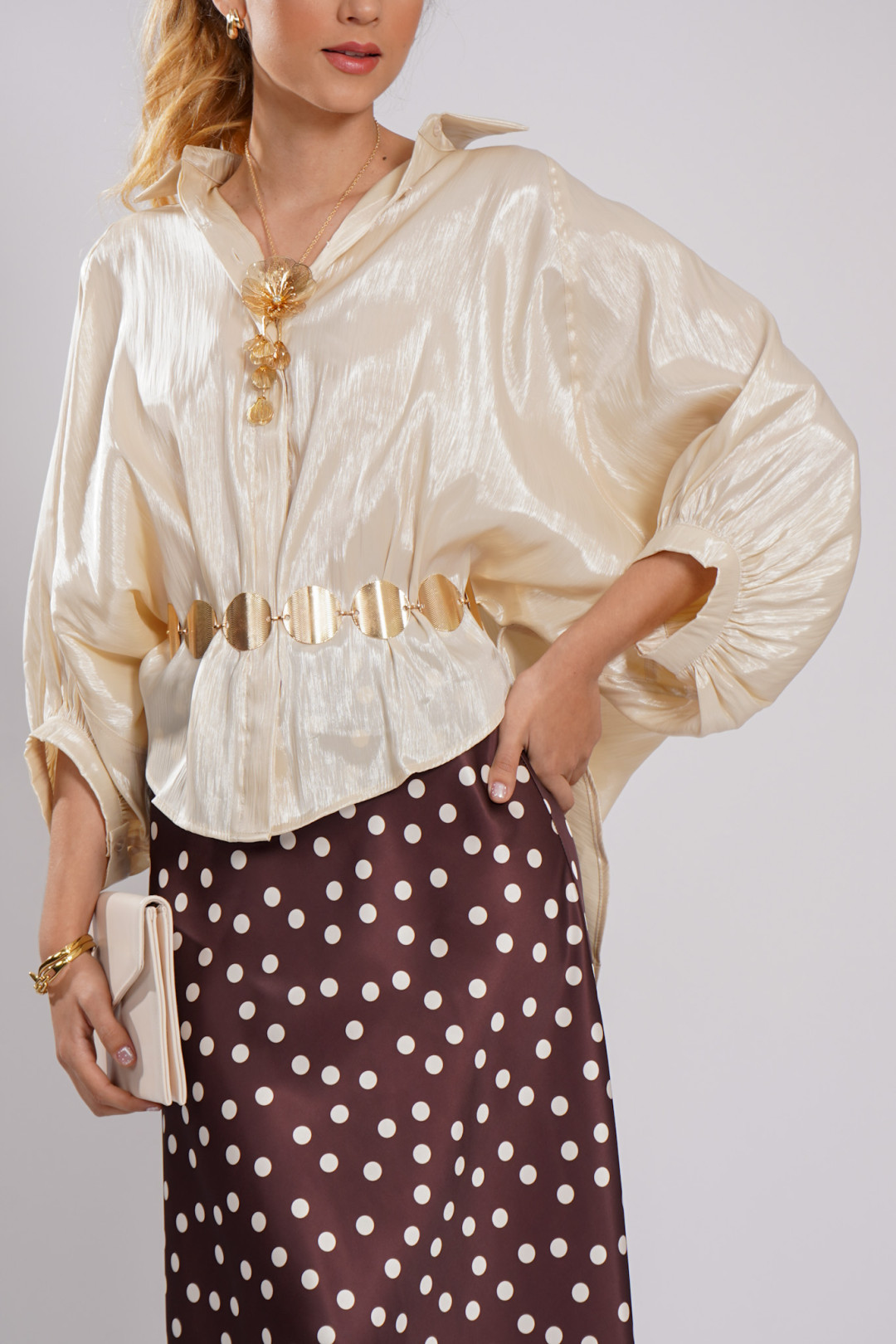 BLUSA OVERSIZED GEOVANA BEIGE