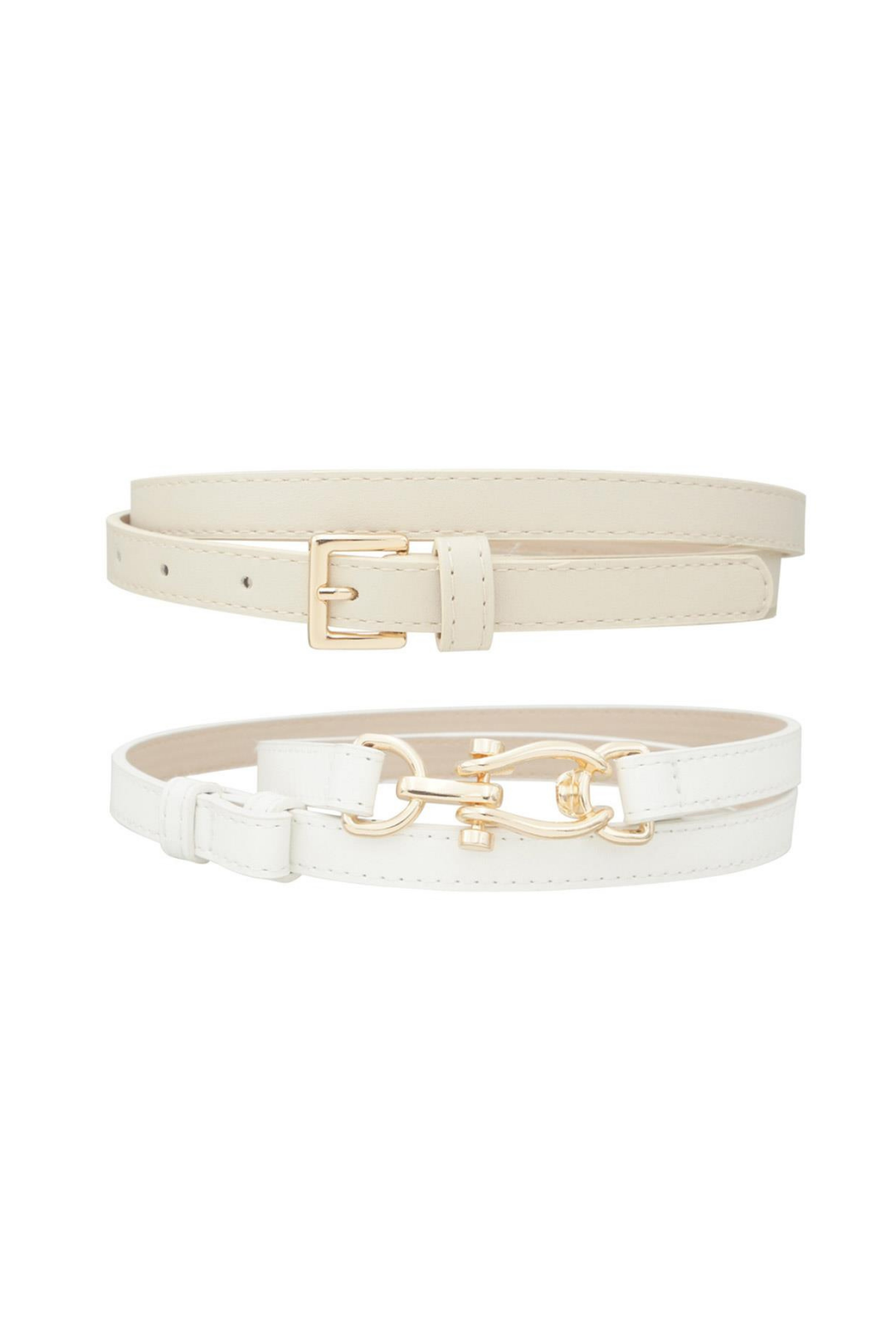 SET DUO DE CINTURONES CREMA/BLANCO
