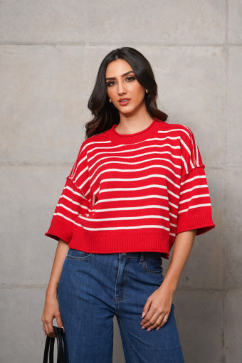SACO SARA ROJO/BLANCO