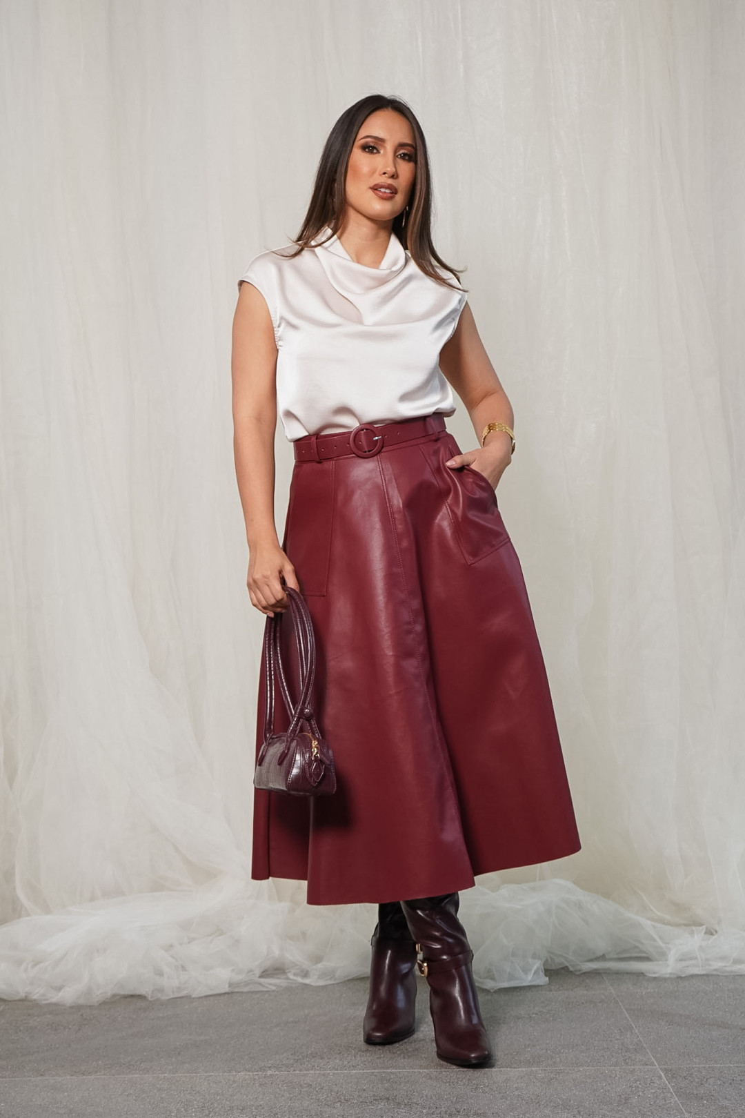FALDA REBECA VINO