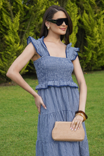 VESTIDO CUADROS VICHY AZUL