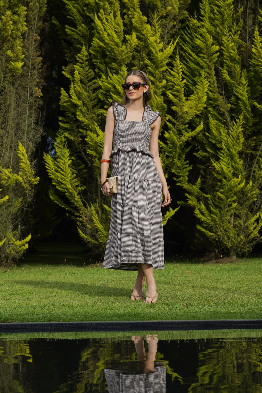 VESTIDO CUADROS VICHY CAFE