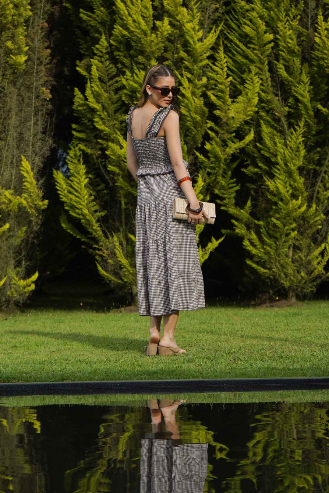 VESTIDO CUADROS VICHY CAFE