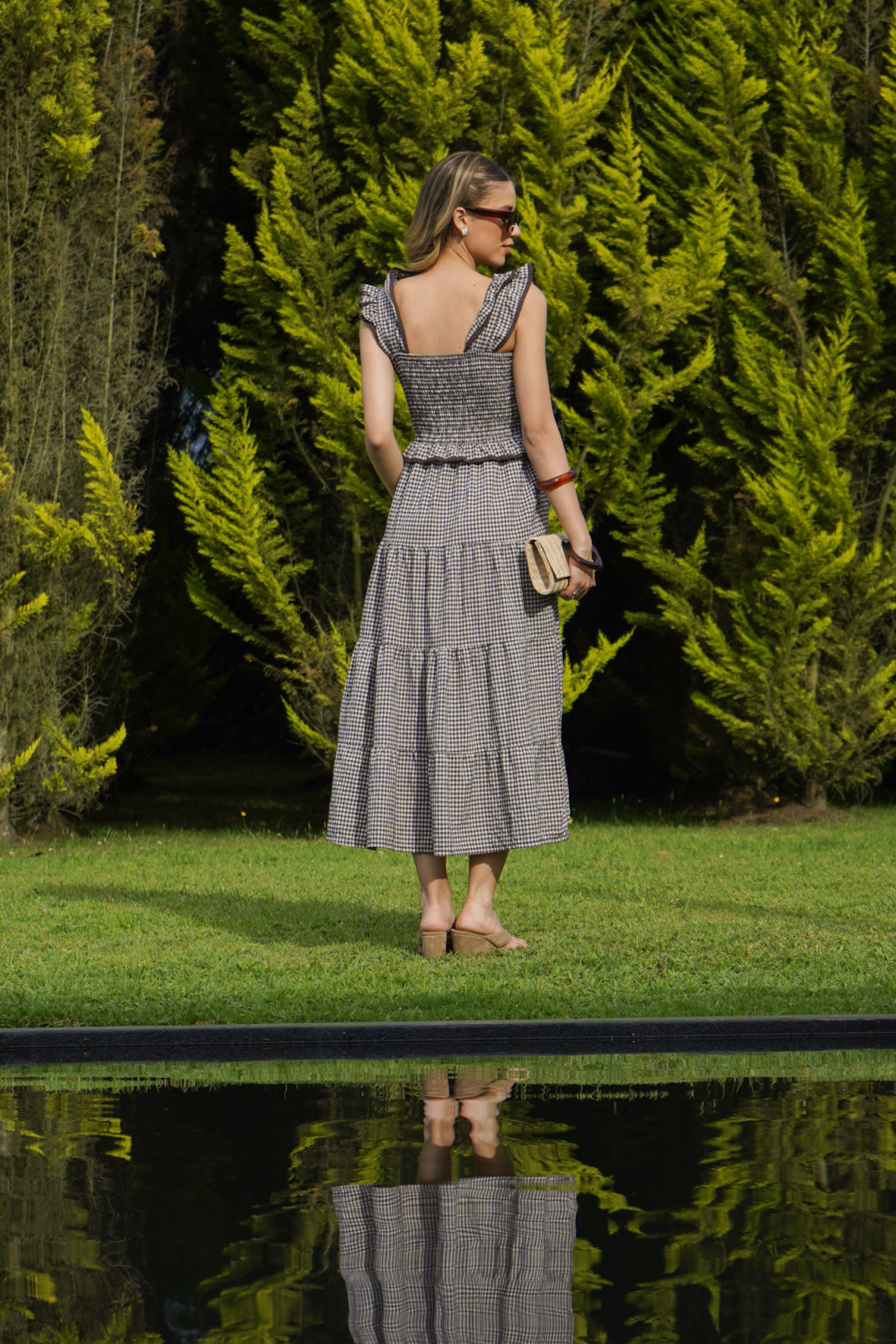 VESTIDO CUADROS VICHY CAFE