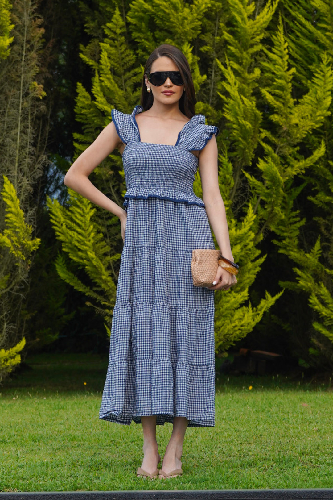 VESTIDO CUADROS VICHY AZUL