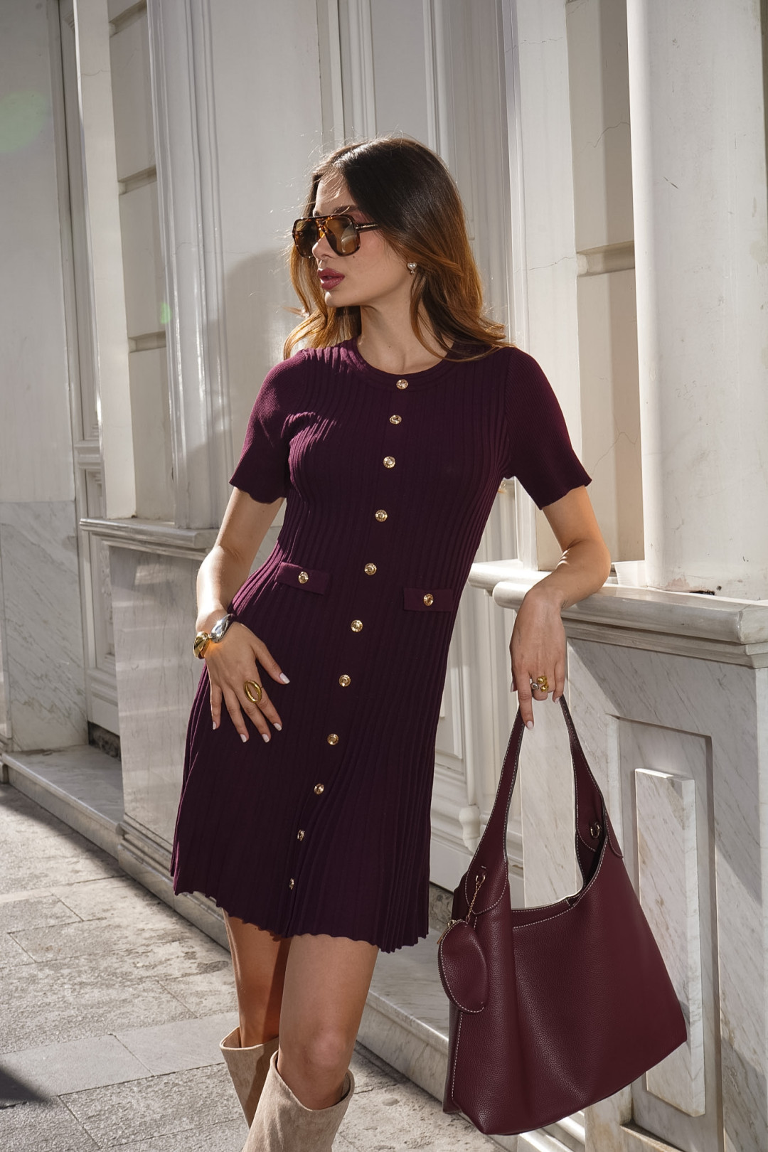 VESTIDO ANA RAQUEL VINO