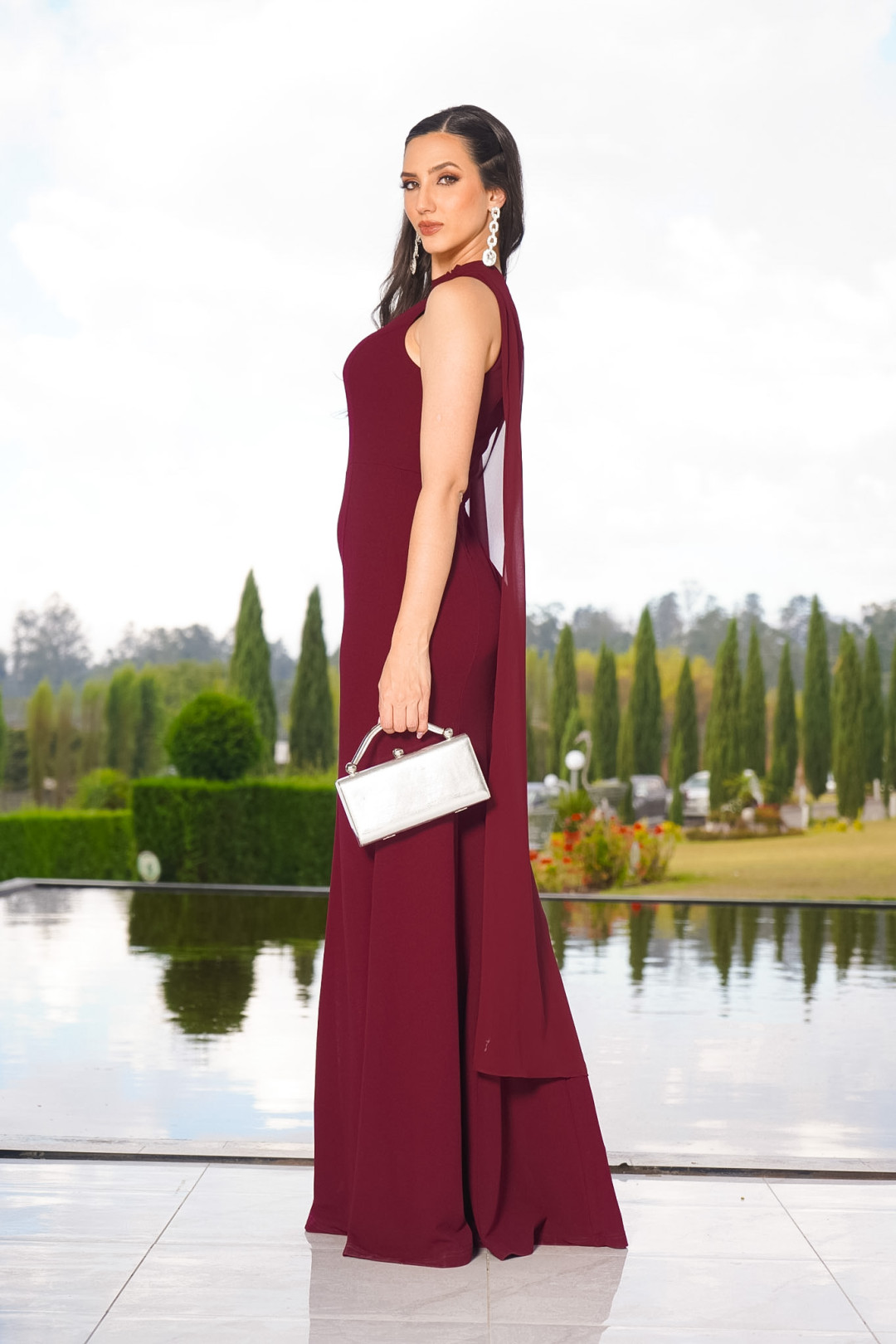 VESTIDO ANA SILVIA ROJO-VINO