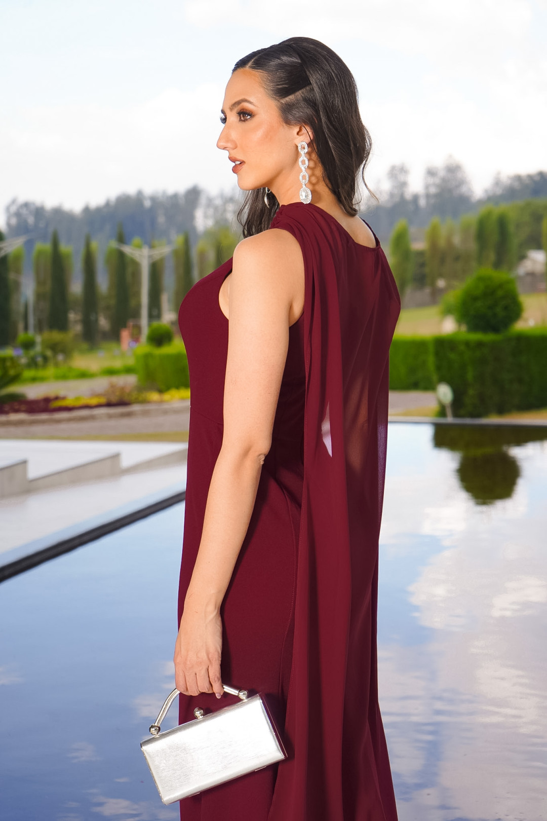 VESTIDO ANA SILVIA ROJO-VINO