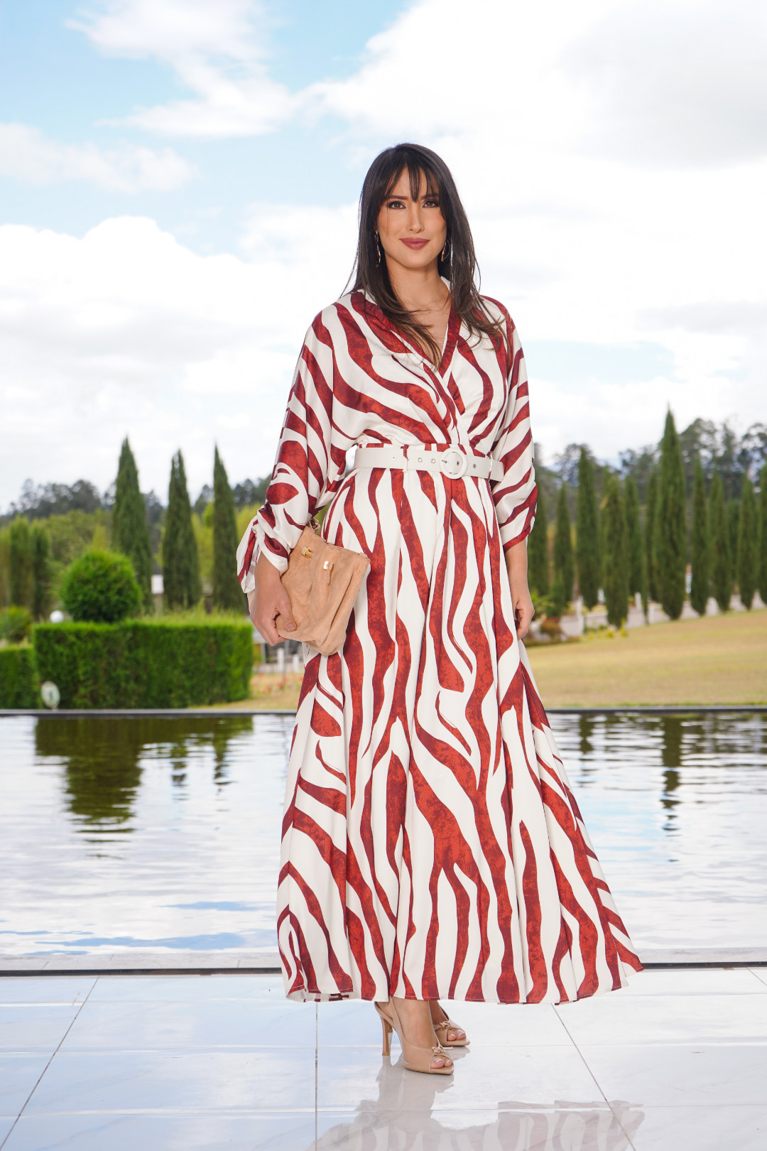 VESTIDO MARIA JULIA ROJO/BLANCO